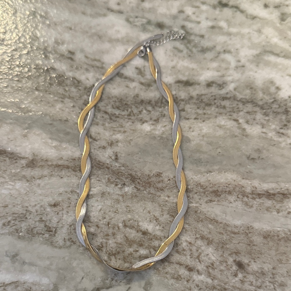 Elegant Gold and Silver Twisted Necklace